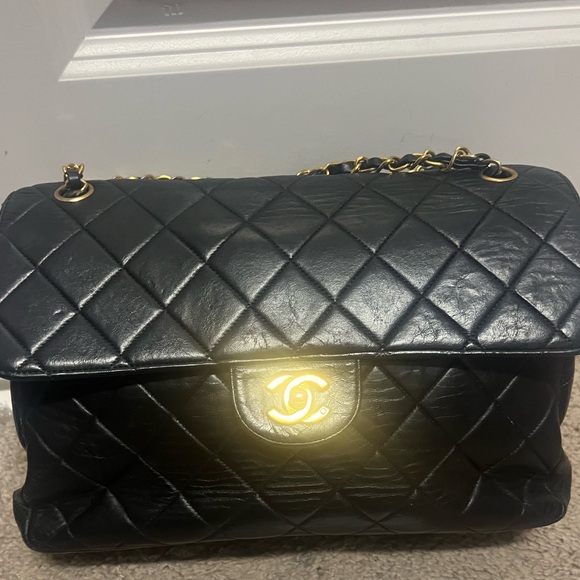 Extremely rare Chanel vintage lambskin two faced double flap bag 18k gold - Picture 13 of 16